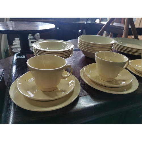 410 - 36 piece woods ware Jasmin pattern yellow tea set