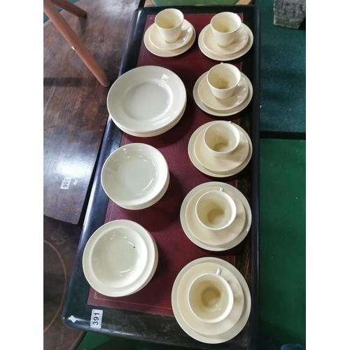 410 - 36 piece woods ware Jasmin pattern yellow tea set