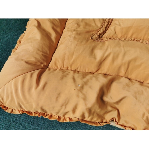 423 - Small double orange eiderdown in good clean condition just two small holes