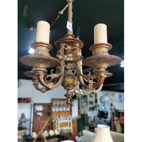 427 - Antique solid bronze 5 arm chandelier ceiling light, can be used as a candle holder also has fitting... 