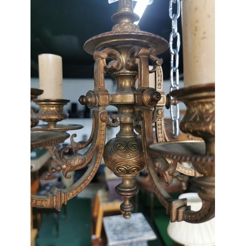 427 - Antique solid bronze 5 arm chandelier ceiling light, can be used as a candle holder also has fitting... 