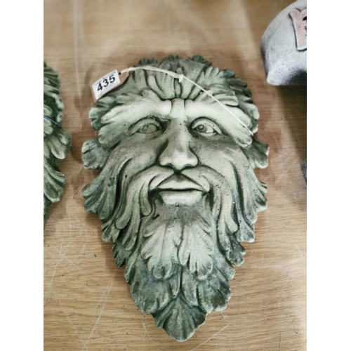 435 - Green man of the forest stoneware mask 33cm long 22cm wide