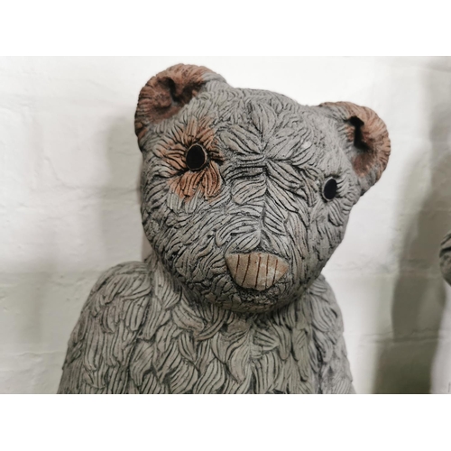 439 - Very well cast stone ware teddy bear figure for the garden height of 41cm by 29cm