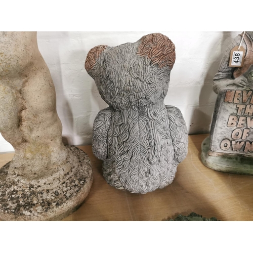 439 - Very well cast stone ware teddy bear figure for the garden height of 41cm by 29cm