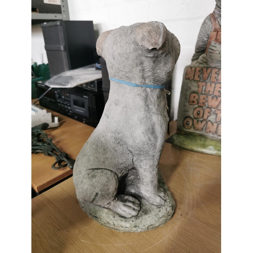 442 - Well cast stoneware Staffordshire bull terrier garden ornament well cast height of 36cm width 20cm