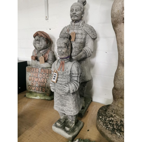 443 - Well cast stoneware terracotta army figure 48cm tall 15cm wide