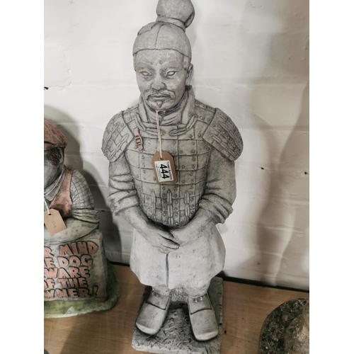 444 - Tall stoneware terracotta army figure well cast height of 72cm width of 26cm