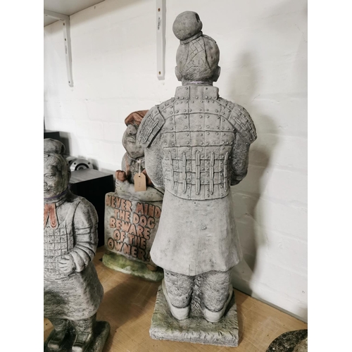 444 - Tall stoneware terracotta army figure well cast height of 72cm width of 26cm