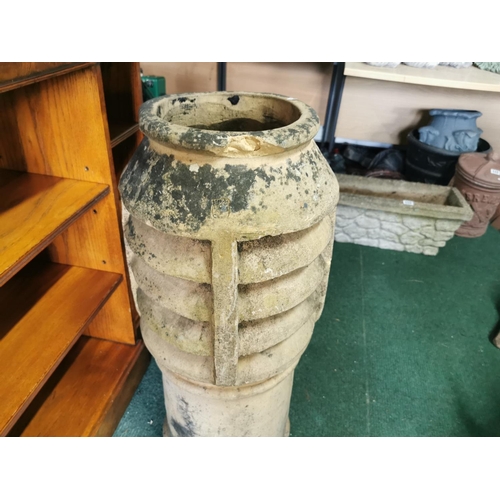 451 - Antique tall stoneware chimney cowl ideal as a garden planter height of 84cm diameter of 32cm