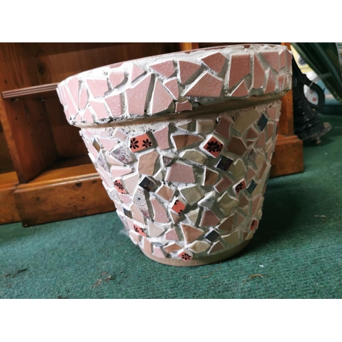 453 - Large terracotta planter with hand done mosaic work