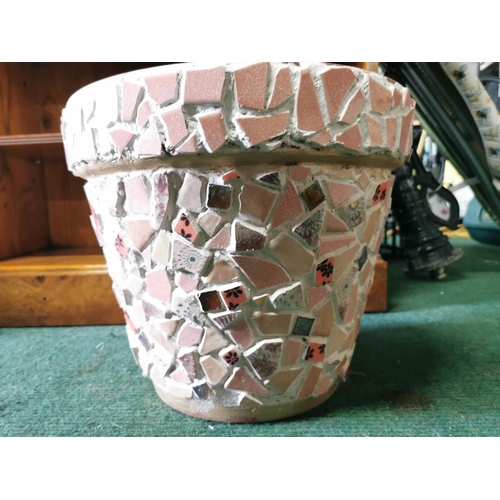 453 - Large terracotta planter with hand done mosaic work