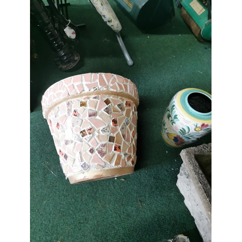 453 - Large terracotta planter with hand done mosaic work