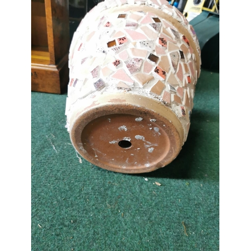 453 - Large terracotta planter with hand done mosaic work