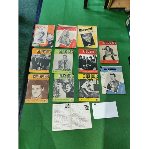 48 - Quantity of 11 vintage Record song books inc an Elvis one and a scrapbook