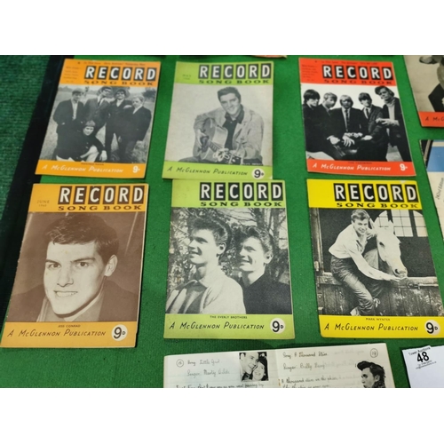 48 - Quantity of 11 vintage Record song books inc an Elvis one and a scrapbook