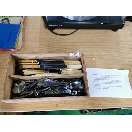 57 - Wooden trug full of cutlery with a list provided