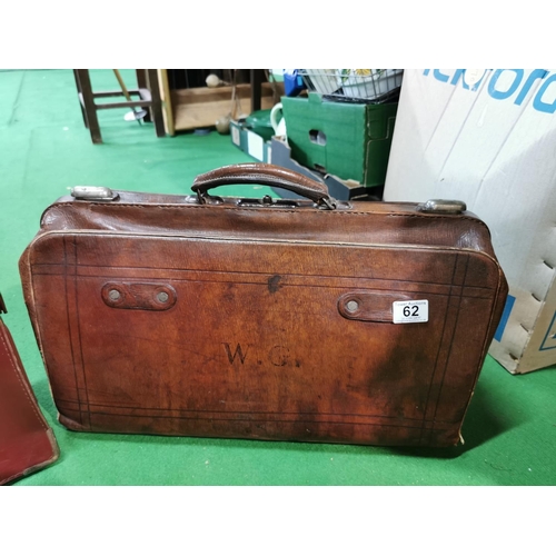 62 - Two Gladstone bags inc a good early leather Gladstone bag in good condition