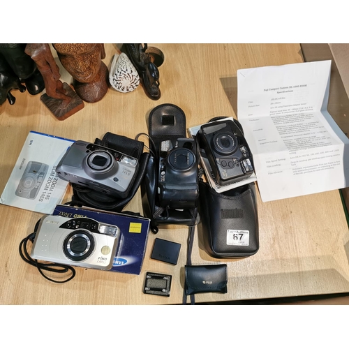 67 - Quantity of four vintage cameras inc a boxed Samsung Fino 130XL