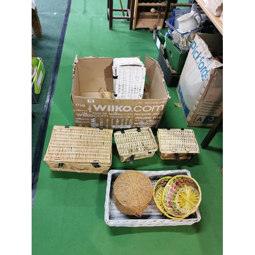 74 - Box full of various wicker baskets