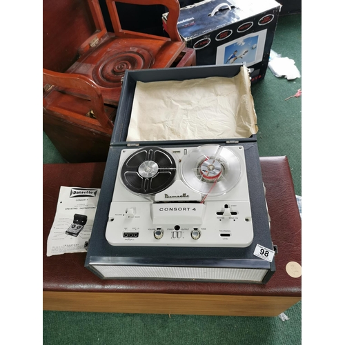 98 - Dansette Consort 4  4 track reel to reel tape player recorder in excellent clean condition with its ... 