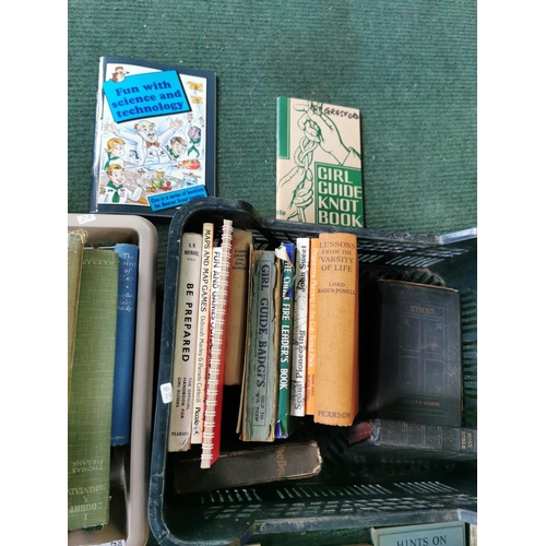 150b - Three boxes, Two boxes of books inc Carpentry and building books, girl guides books, and one other b... 