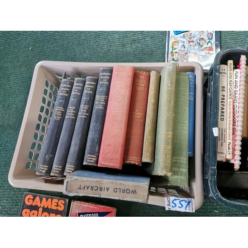 150b - Three boxes, Two boxes of books inc Carpentry and building books, girl guides books, and one other b... 