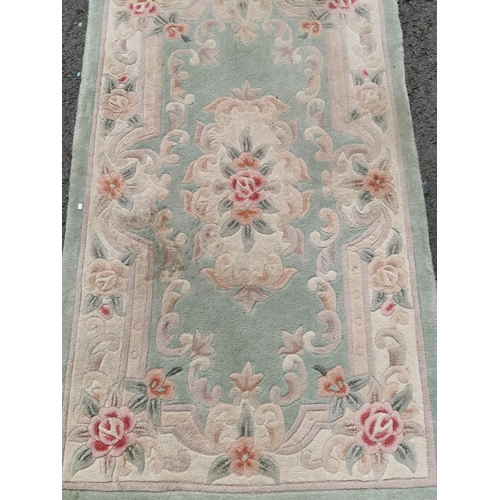 150c - Dynasty 100% wool hand knotted Chinese rug in good clean condition 155cm by 94cm