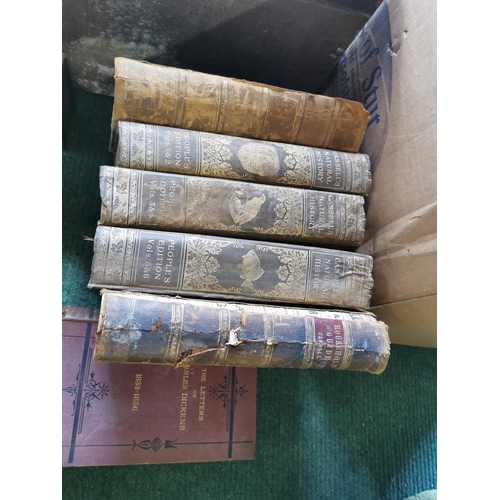 150l - Large box full of antique books inc some good interesting ones inc Dickens books, Cassells natural h... 