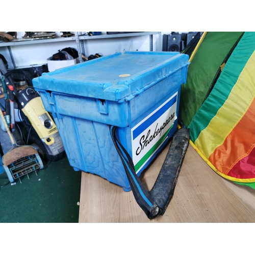 488 - Shakespeare fishing tackle box full of various fishing items tackle reels hooks etc along with  fish... 