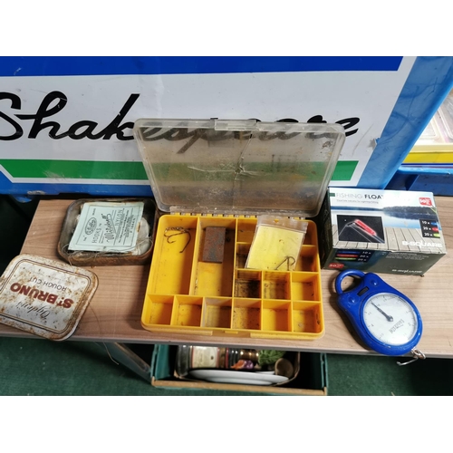 488 - Shakespeare fishing tackle box full of various fishing items tackle reels hooks etc along with  fish... 