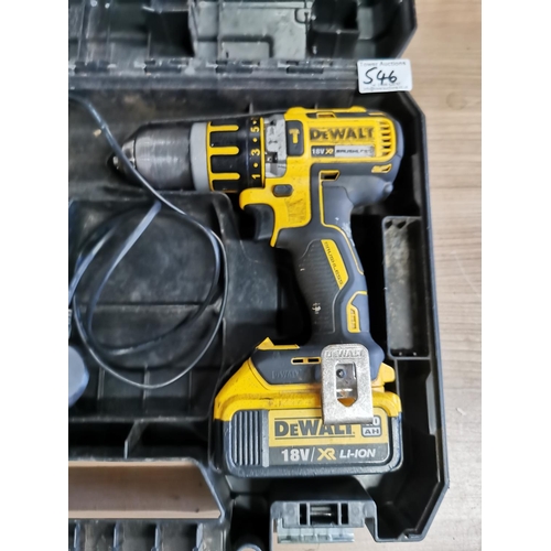 546 - Cased Dewalt DCD 795M1 18v cordless drill with charger in full working order