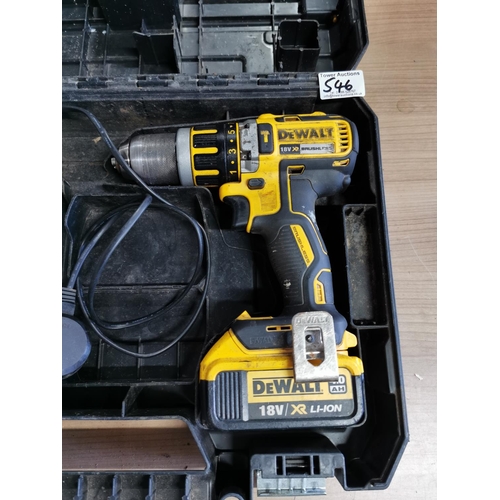 546 - Cased Dewalt DCD 795M1 18v cordless drill with charger in full working order