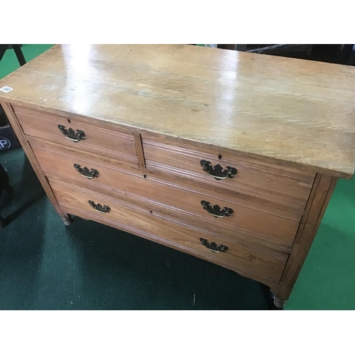 340 - 2 over 2 solid oak chest brass handles 104cm wide x 50cm deep  x 69cm high