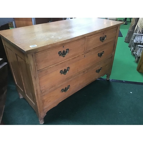 340 - 2 over 2 solid oak chest brass handles 104cm wide x 50cm deep  x 69cm high