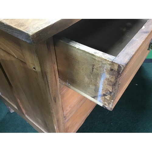 340 - 2 over 2 solid oak chest brass handles 104cm wide x 50cm deep  x 69cm high