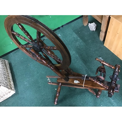 343 - Rare antique double channel spinning wheel complete in working order
stands 102 cm tall with a wheel... 