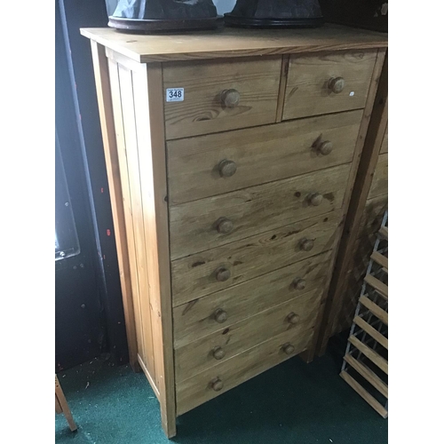 348 - 2 over 6 solid pine chest of drawers with bun knobs standing 126cm tall 73cm wide
option on other 2