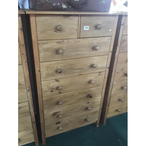 349 - 2 over 6 solid pine chest of drawers with bun knobs standing 126cm tall 73cm wide
Option on next one