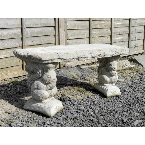 430 - Concrete bench with squirrel formed ends in good condition