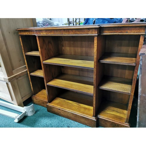 361 - Burr walnut veneered solid oak breakfront book case, in good clean condition 
103cm wide 33cm deep 9... 