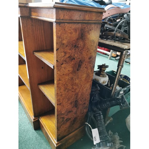 361 - Burr walnut veneered solid oak breakfront book case, in good clean condition 
103cm wide 33cm deep 9... 