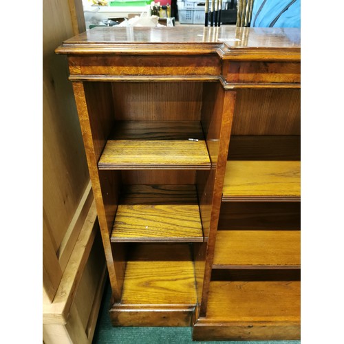 361 - Burr walnut veneered solid oak breakfront book case, in good clean condition 
103cm wide 33cm deep 9... 