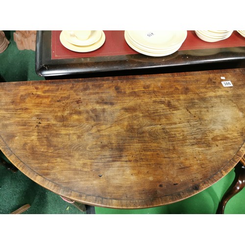 386 - Half moon folding card table 99cm diameter