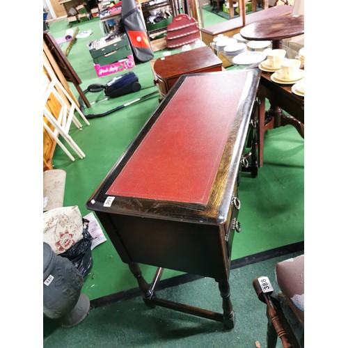 391 - Vintage priory solid oak leather topped small desk 
107cm wide 47cm deep