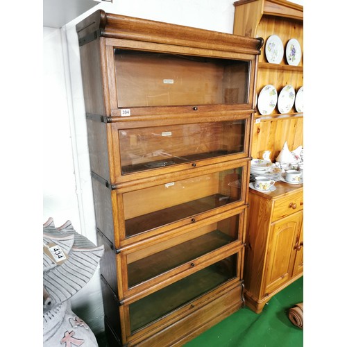 394 - Good solid oak 5 tier bookshelf glazed doors by Glode-Wernicke Co
Superb condition