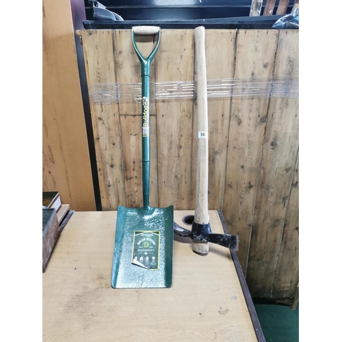 56 - Bulldog shovel and pick axe in good condition