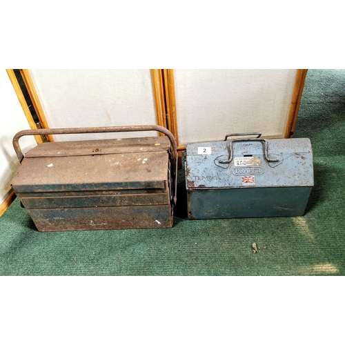 2 - Two cantilever tool boxes empty