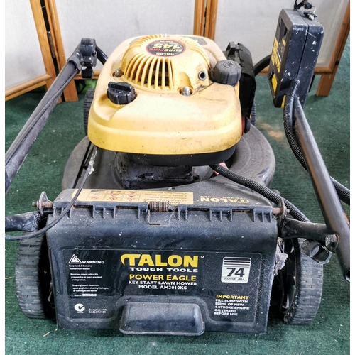 33 - Tallon Power Eagle petrol lawn mower spares or repairs is missing its pull cord