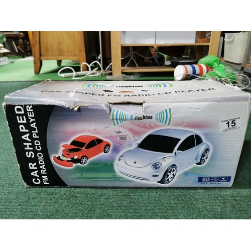 15 - Boxed pink Car shaped cd radio