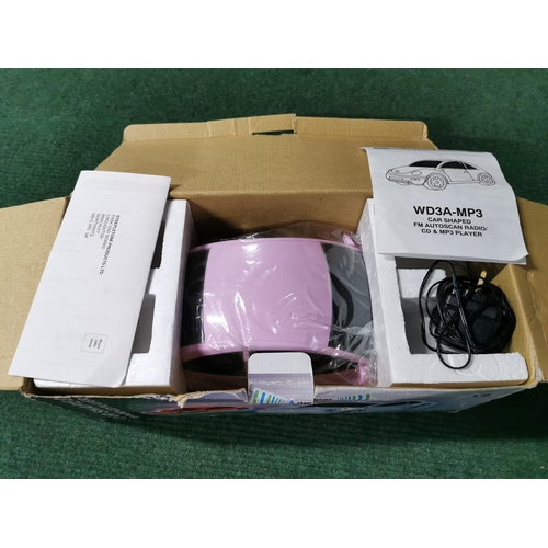 15 - Boxed pink Car shaped cd radio